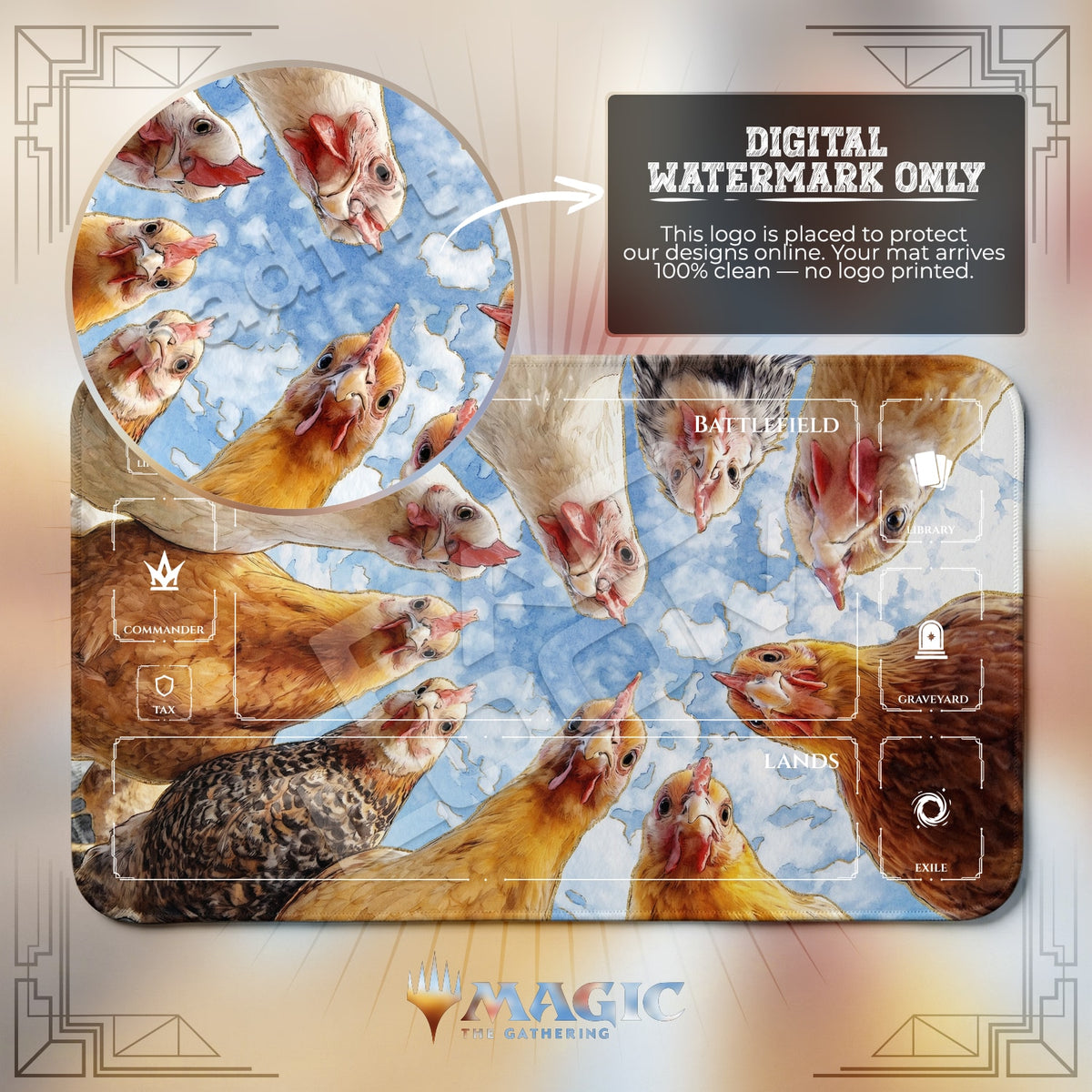 Chicken Circle Sky Playmat - MTG Magic Mat