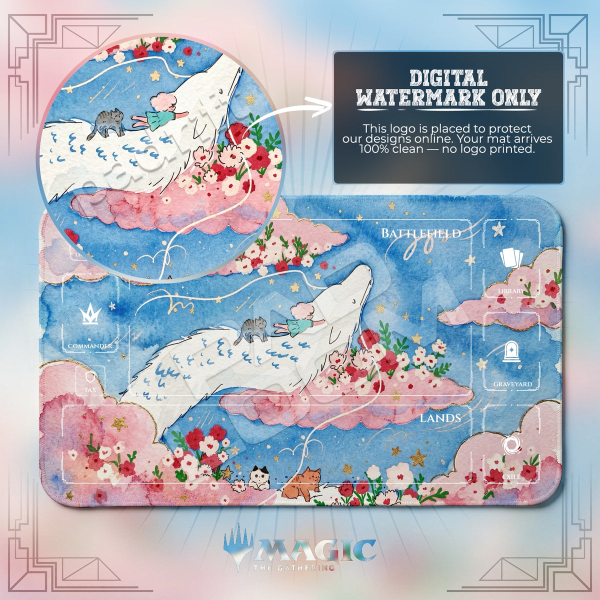 Cloud Dragon Blossom Playmat - MTG Magic Mat