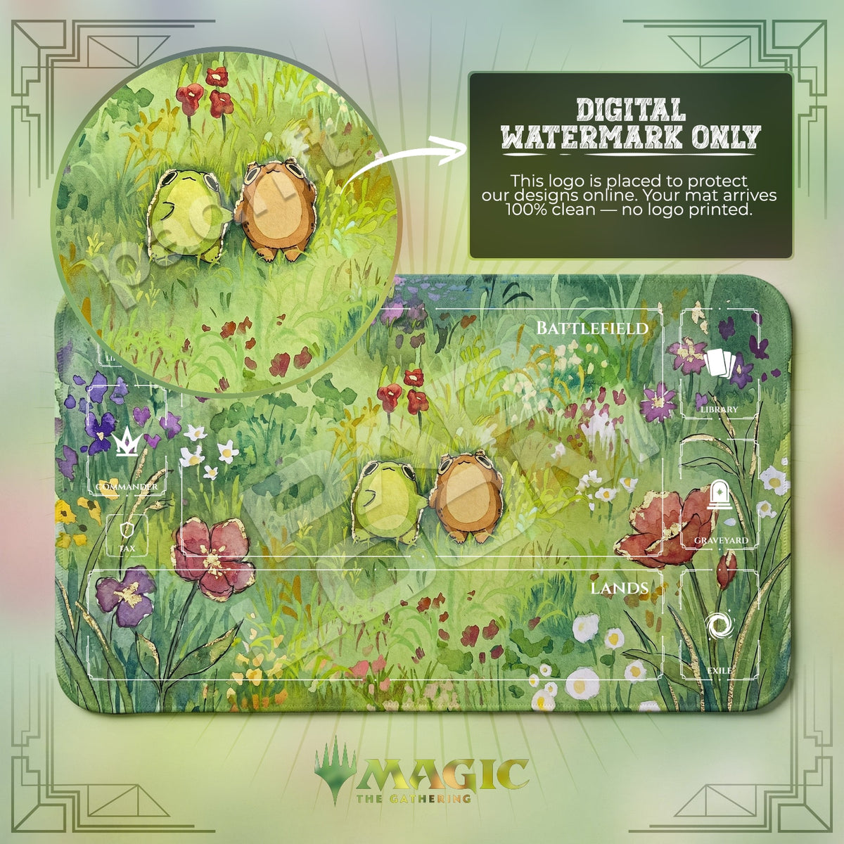 Frog Friends Meadow Playmat - MTG Magic Mat