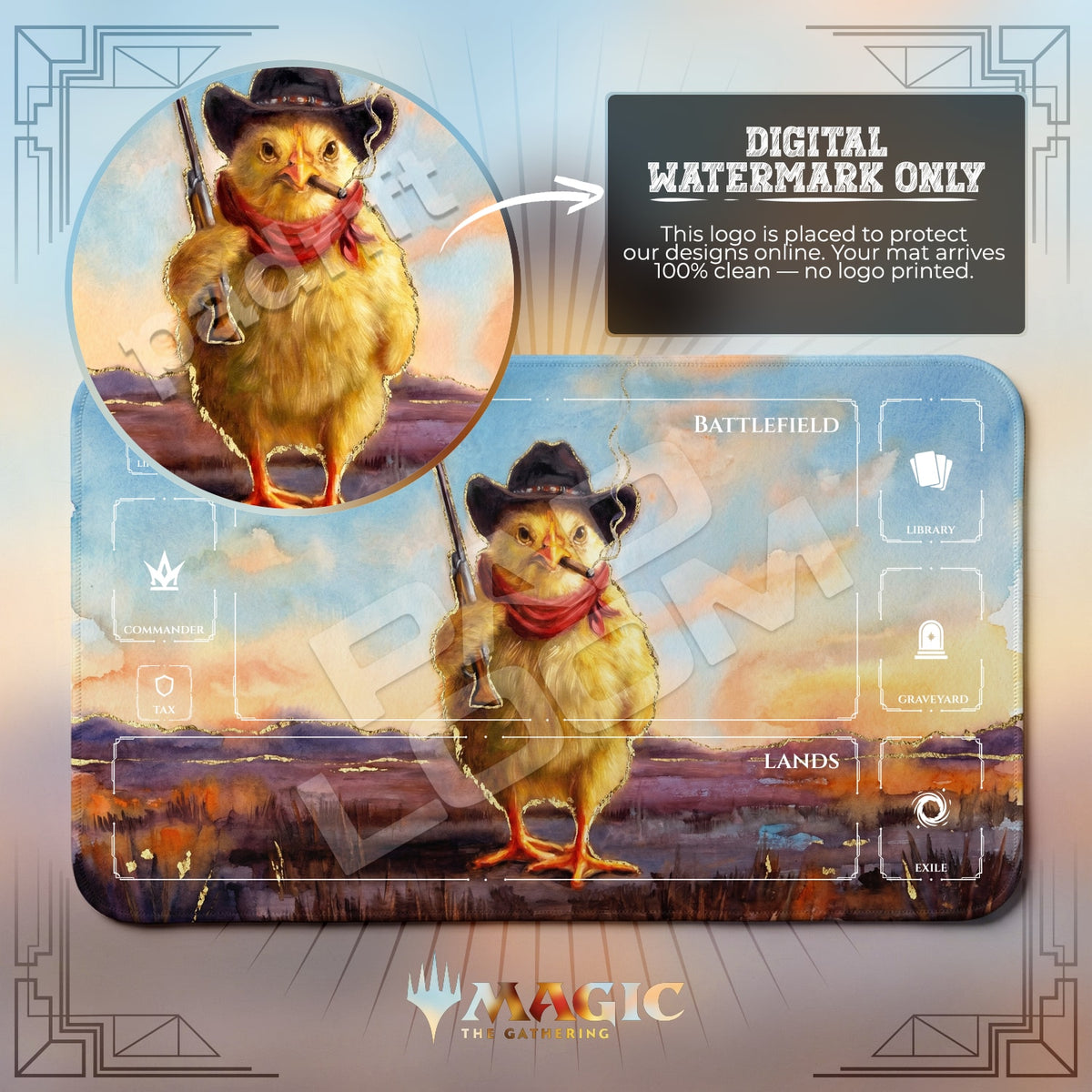 Outlaw Cowboy Chick Playmat - MTG Magic Mat