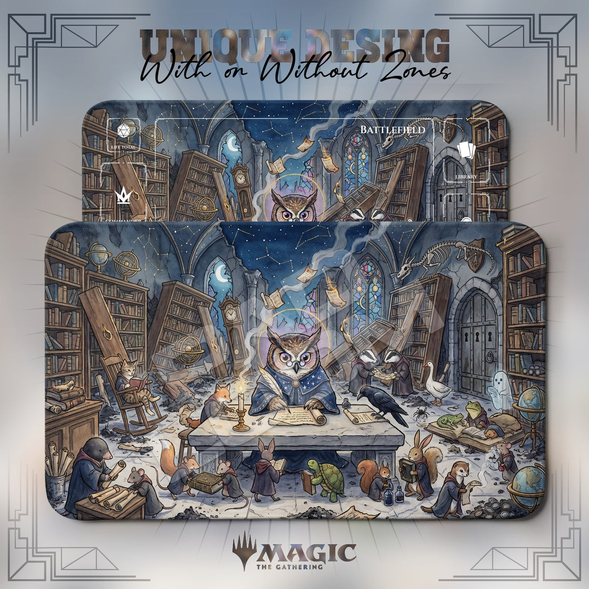 Owl Sage Library Playmat - MTG Magic Mat