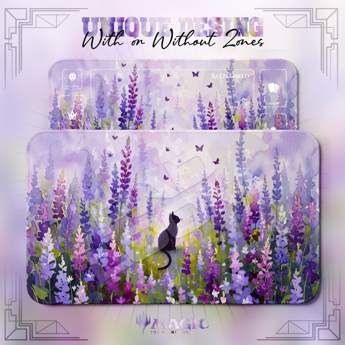 Lavender Meadow Cat Playmat - MTG Magic Mat