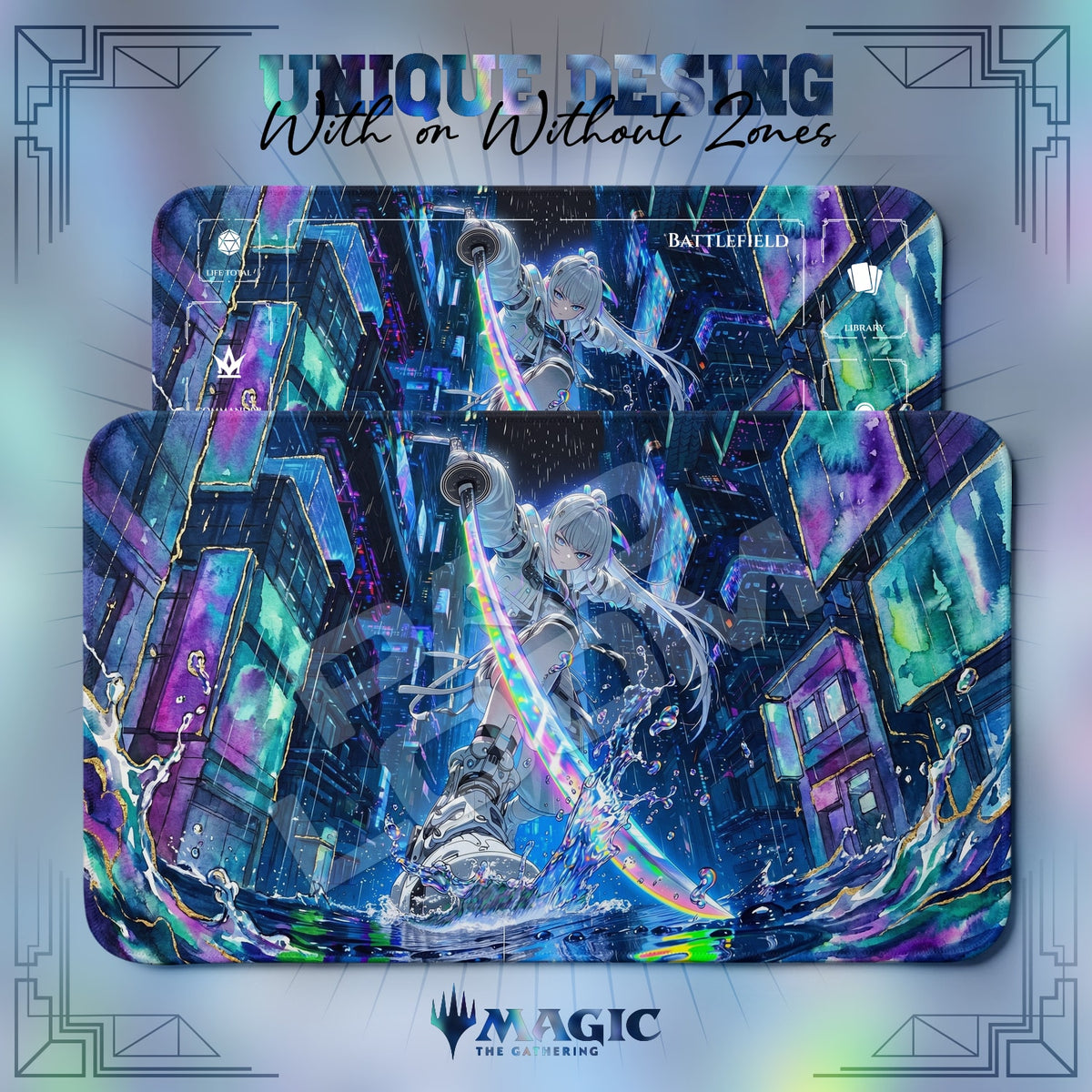Cyber Samurai Anime Playmat - MTG Magic Mat