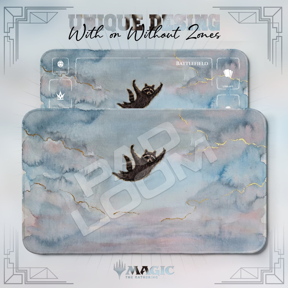 Falling Raccoon Sky Playmat - MTG Magic Mat