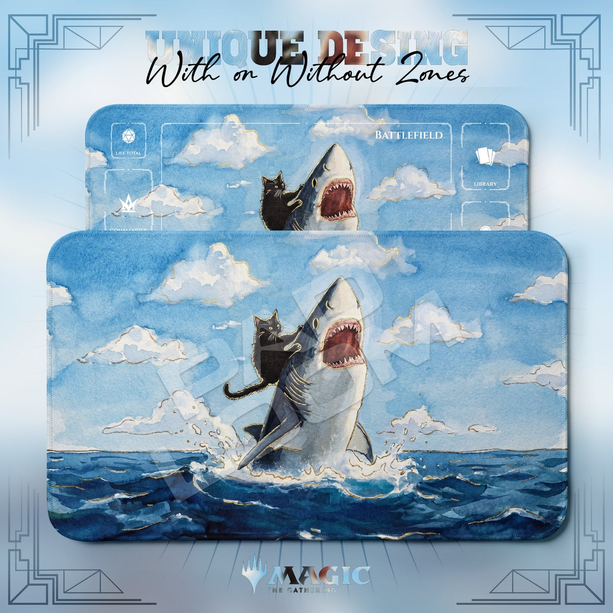 Shark Riding Cat Playmat - MTG Magic Mat