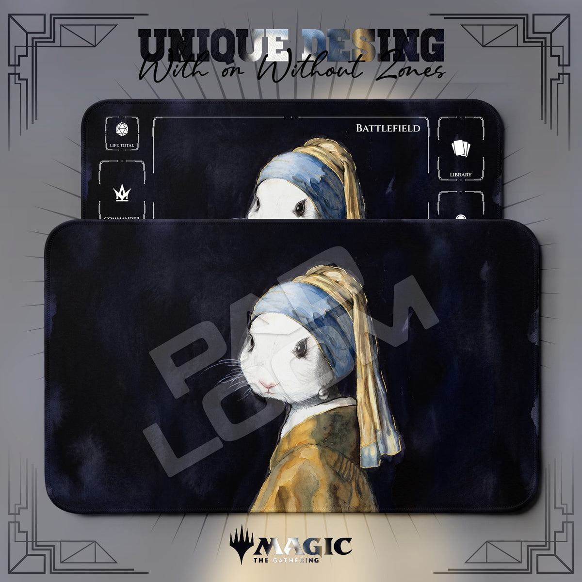Pearl Earring Bunny Playmat - MTG Magic Mat