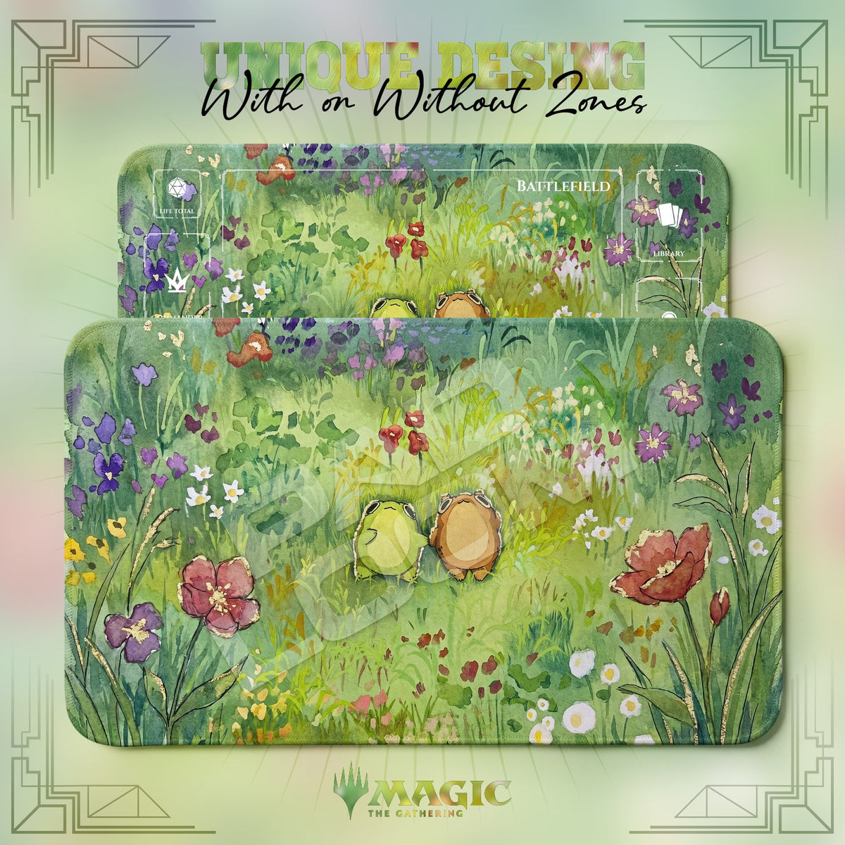 Frog Friends Meadow Playmat - MTG Magic Mat
