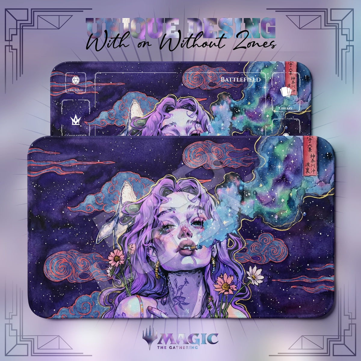 Cosmic Smoke Girl Playmat - MTG Magic Mat