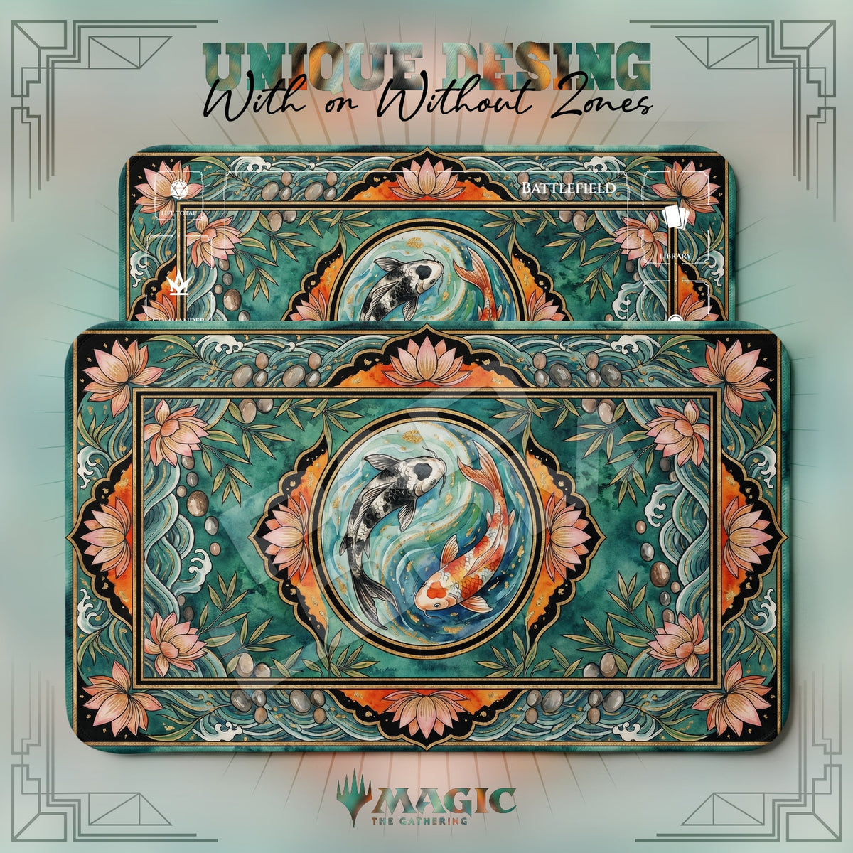 Koi Lotus Medallion Playmat - MTG Magic Mat