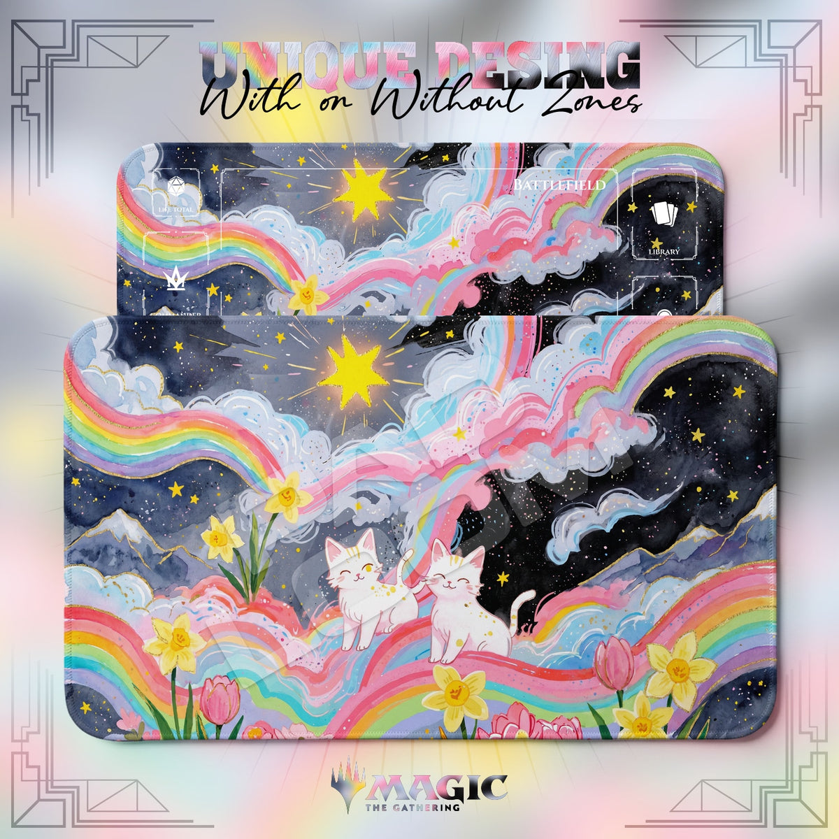 Rainbow Cats Daffodil Playmat - MTG Magic Mat