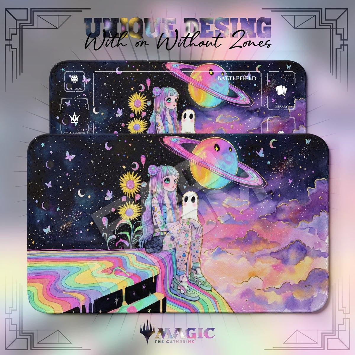 Pastel Planet Ghost Playmat - MTG Magic Mat