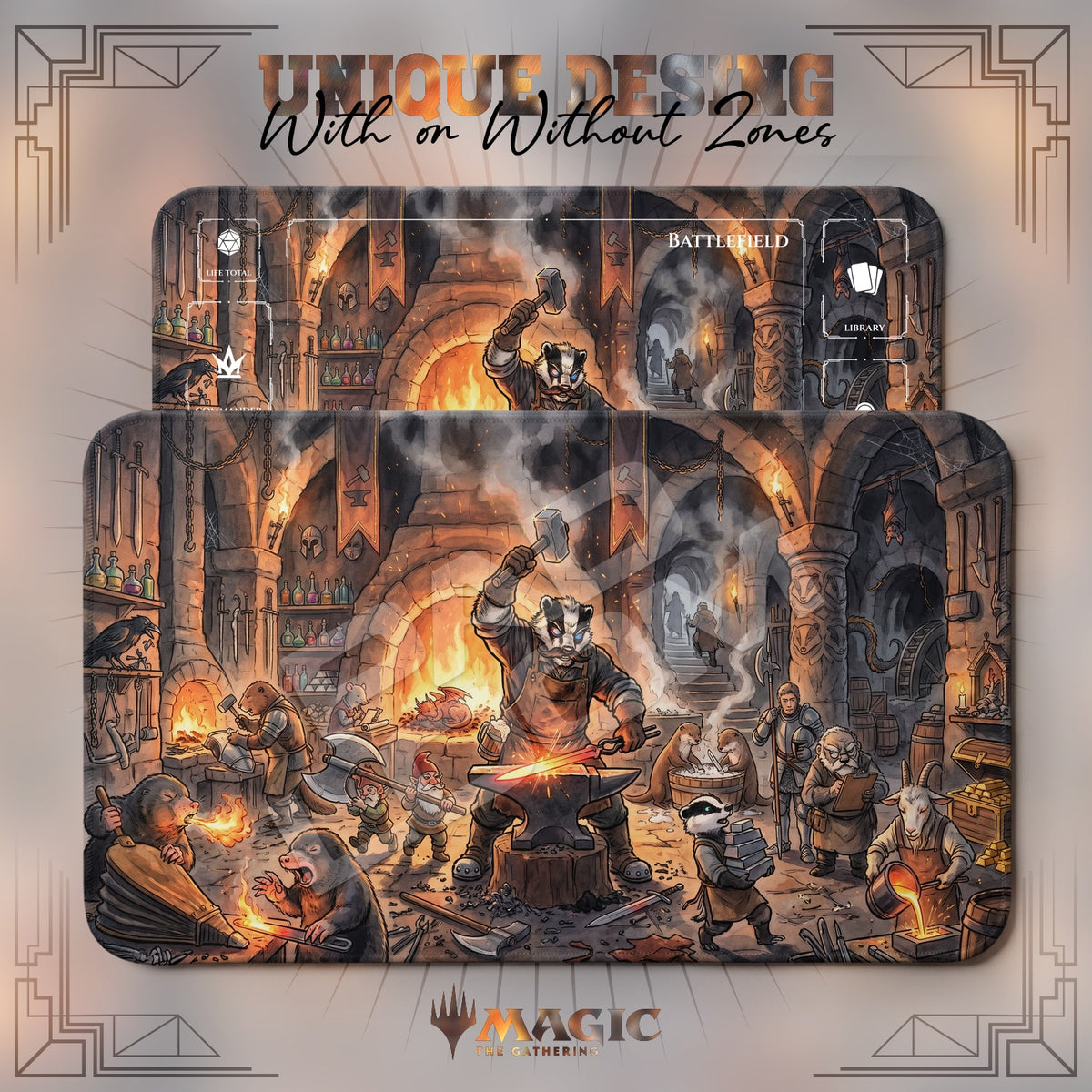 Badger Blacksmith Forge Playmat - MTG Magic Mat