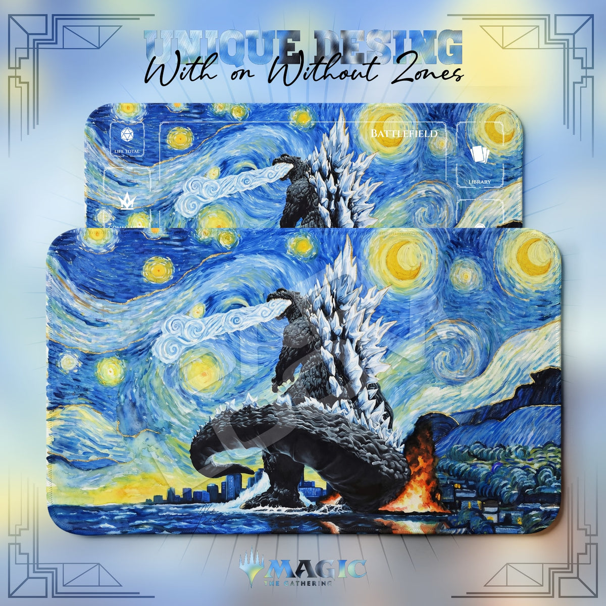 Godzilla Starry Night Playmat - MTG Magic Mat