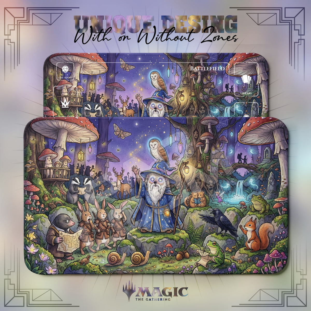 Hedgehog Wizard Woodland Playmat - MTG Magic Mat