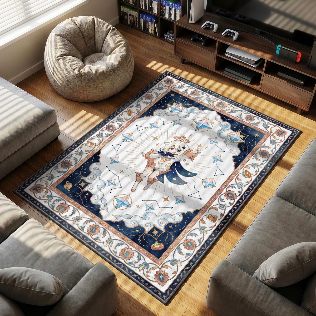 Paimon Celestial Star Rug - Genshin Impact Chair Mat