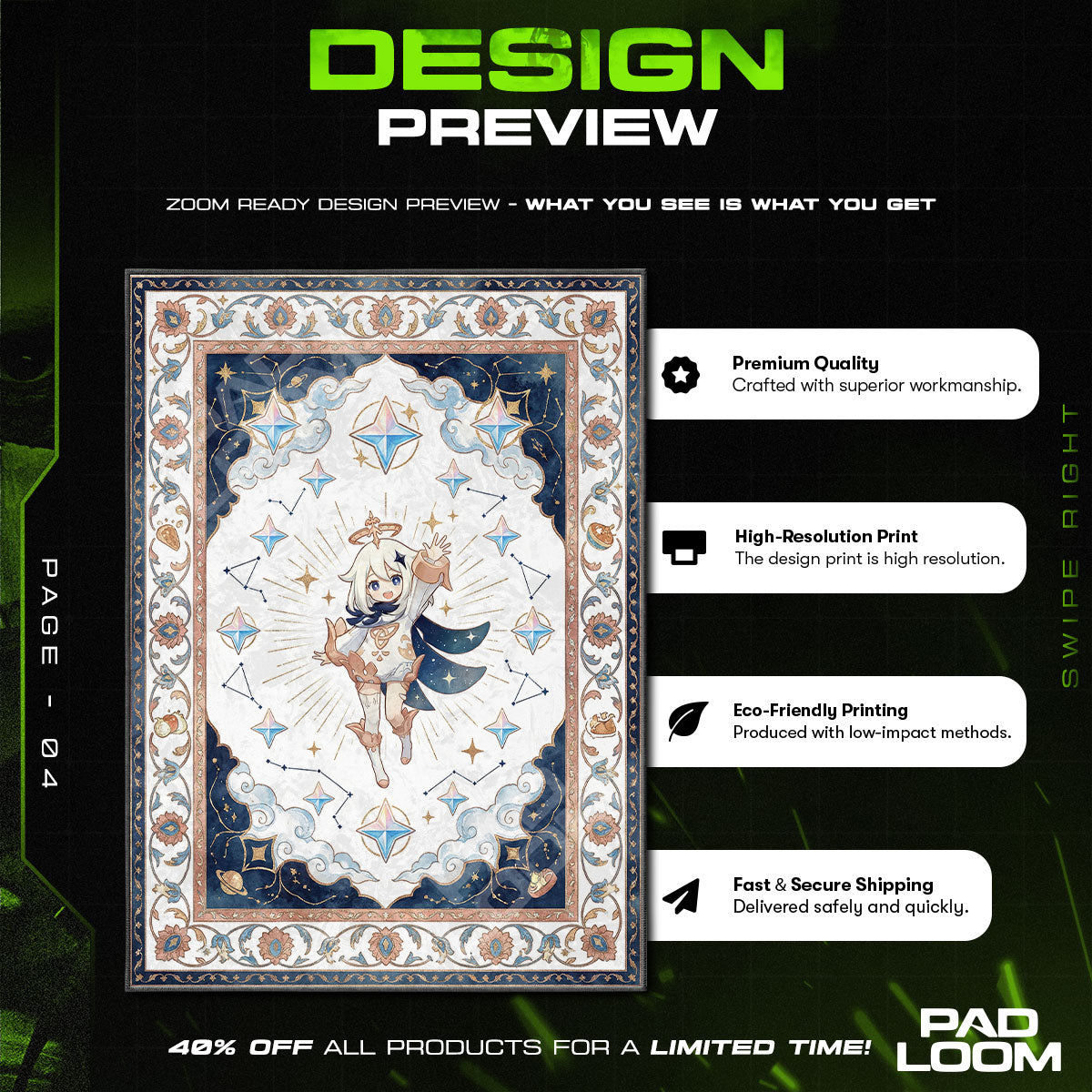 Paimon Celestial Star Rug - Genshin Impact Chair Mat