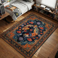 Pain Akatsuki leader floating over Hidden Rain Village with Rinnegan eyes and red clouds area rug and floor mat