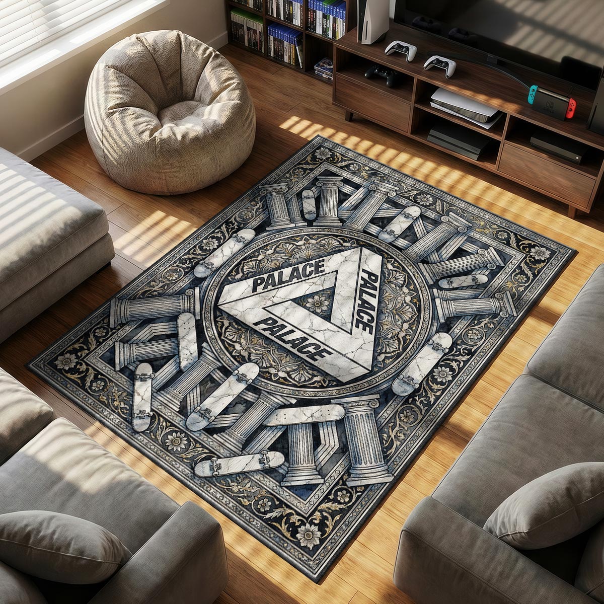 Palace Marble themed area rug for home decor fans
