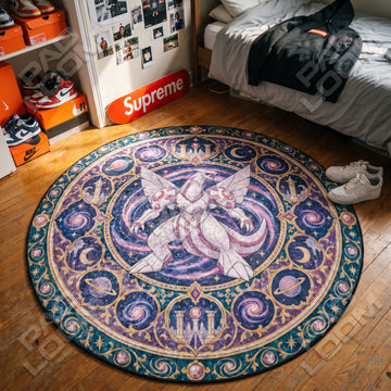 Palkia Galaxy Pokemon round rug on a bedroom floor - Pokemon chair mat