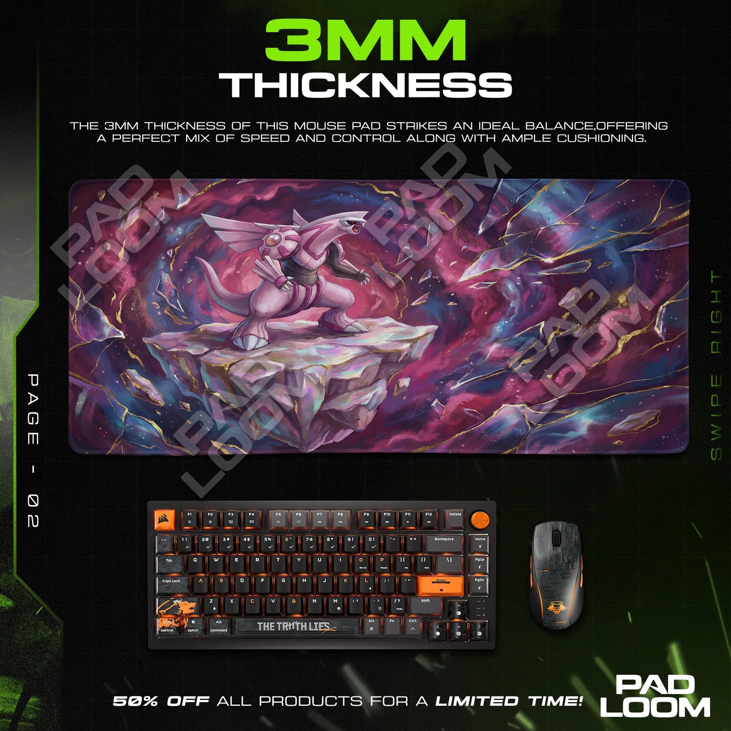 Palkia Space Rift Mouse Pad - Pokemon Desk Mat