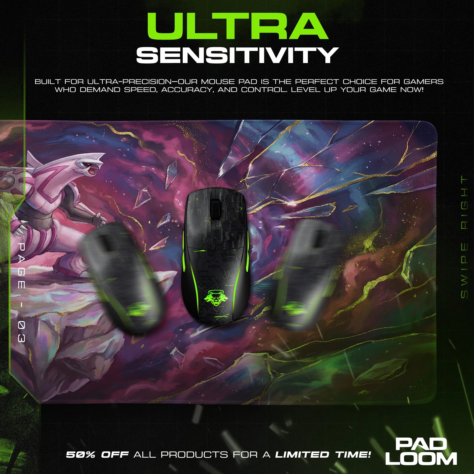 Palkia Space Rift Mouse Pad - Pokemon Desk Mat