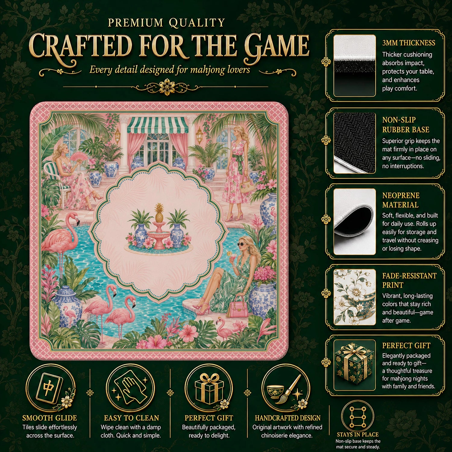 Palm Beach Mahjong Mat – neoprene mah jongg table mat