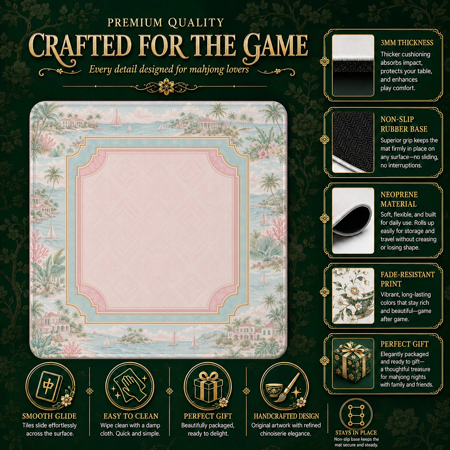 Palm Harbor Mahjong Mat – neoprene mah jongg table mat
