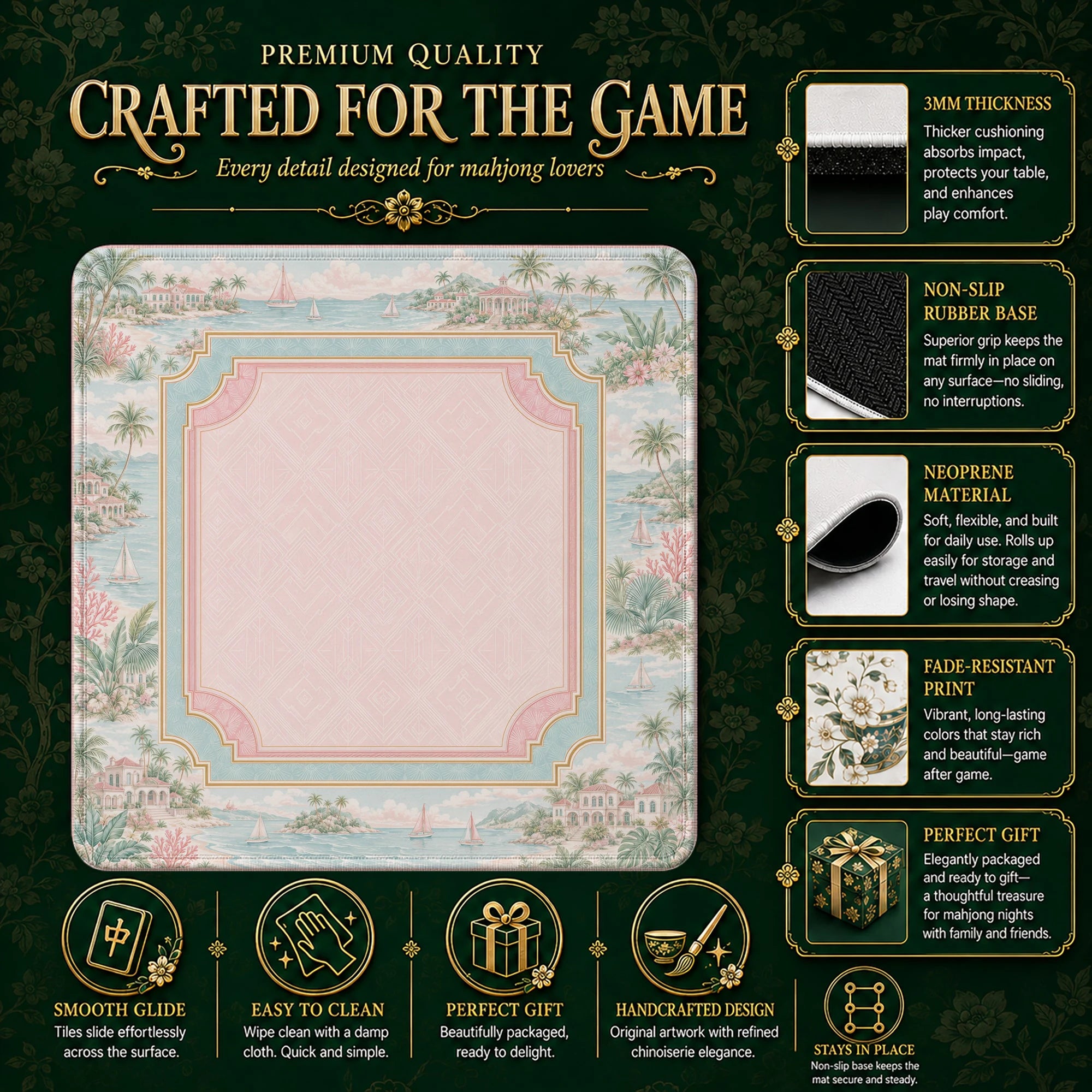 Palm Harbor Mahjong Mat – neoprene mah jongg table mat