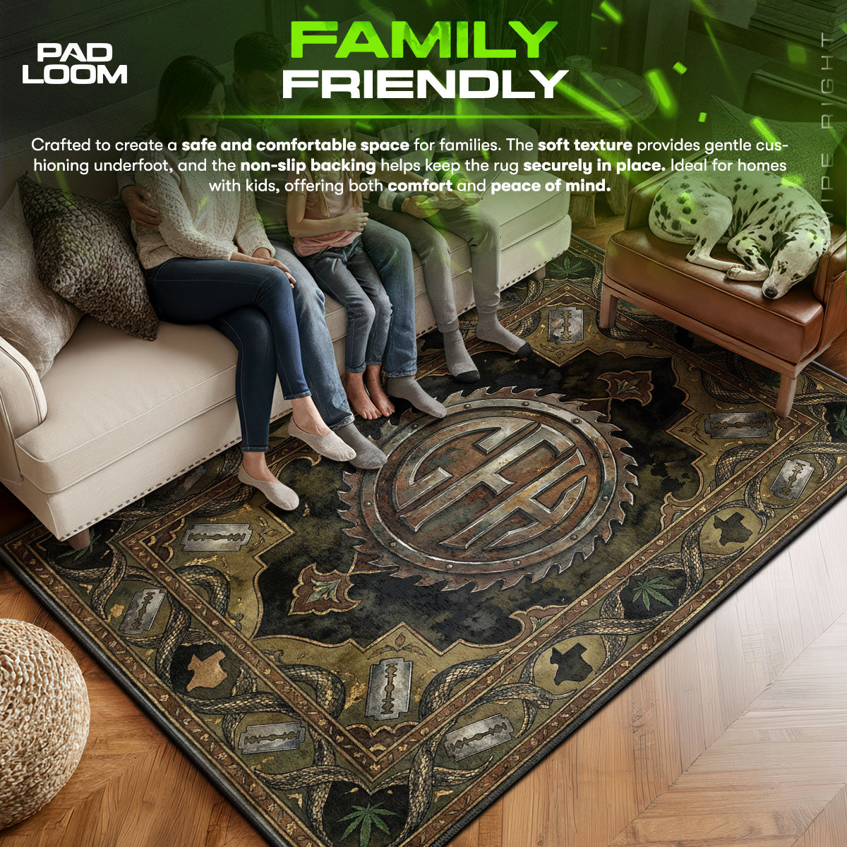 Area character design printed on rug