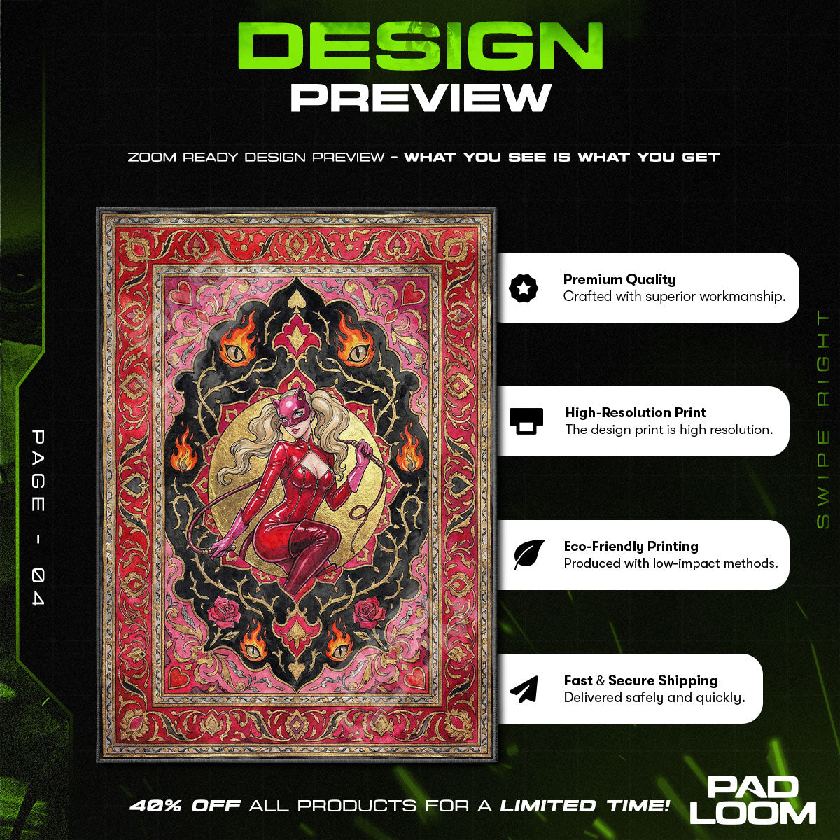 Panther Roter Peitschen-Teppich - Persona 5 Stuhlunterlage