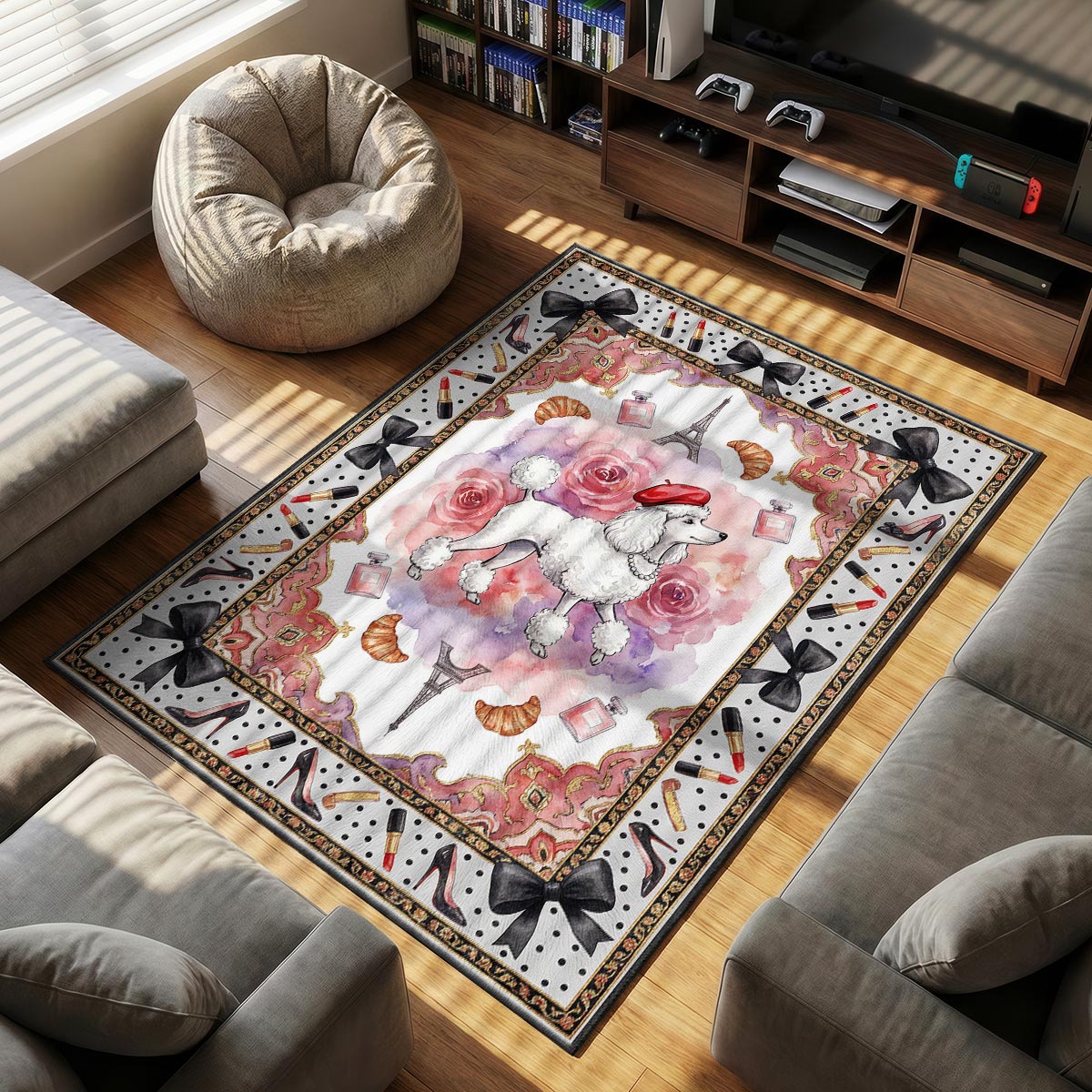 Paris Poodle Fashion Rug – Chic Paris Girls Room Decor