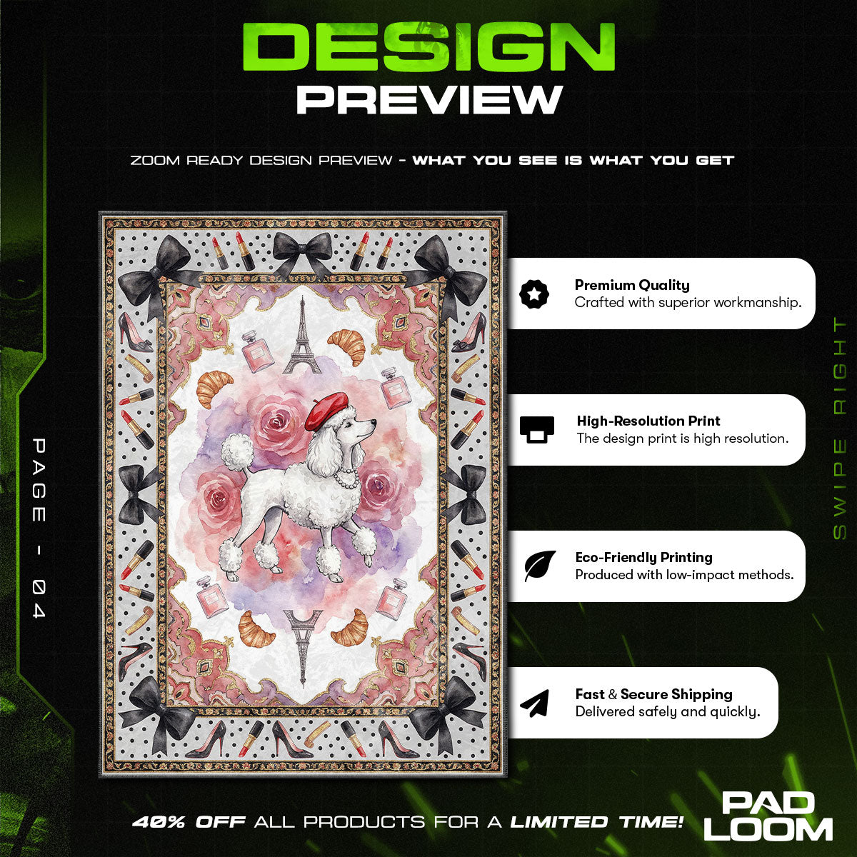 Paris Poodle Fashion Rug – Chic Paris Girls Room Decor