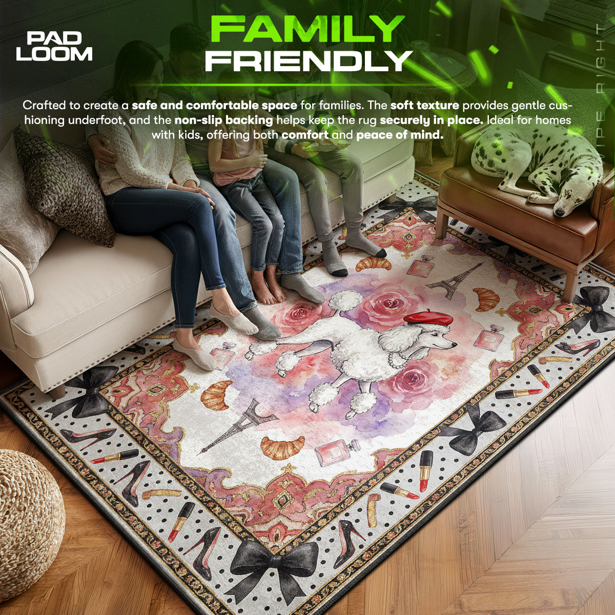 Paris Poodle Fashion Rug – Chic Paris Girls Room Decor