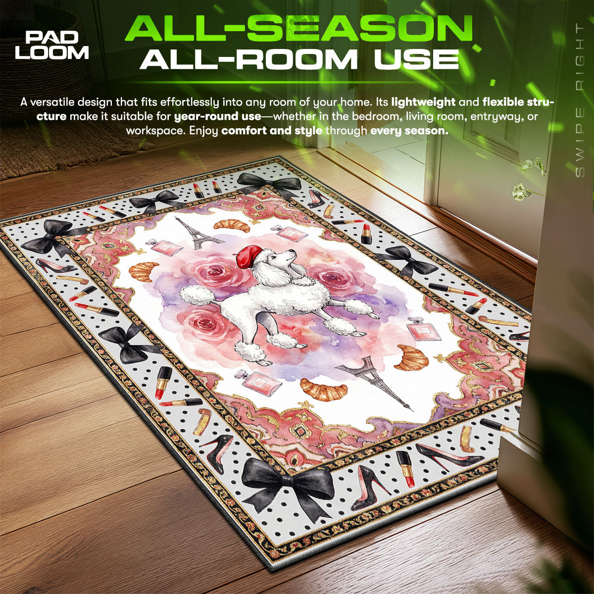 Paris Poodle Fashion Rug – Chic Paris Girls Room Decor