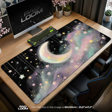 Pastel Moon Stardust Mouse Pad - Celestial Desk Mat