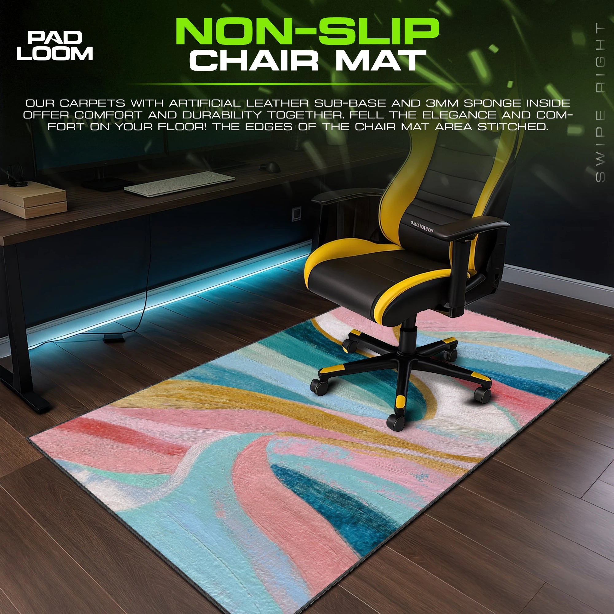 Pastel Ribbon Flow Mouse Pad - Abstract Desk Mat