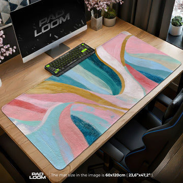 Pastel Ribbon Flow Mouse Pad - Abstract Desk Mat