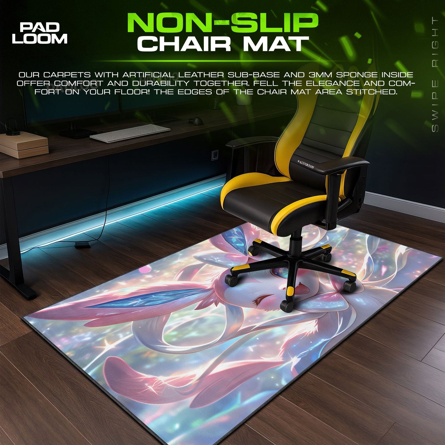 Pastel Sylveon Mouse Pad, Fairy Pokémon Gaming Desk Mat Padloom