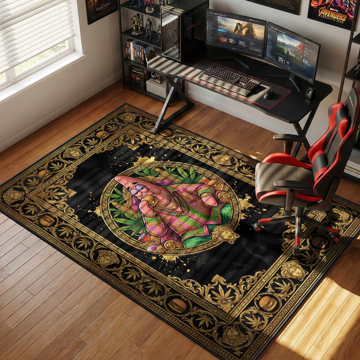 Patrick Star Burger Luxury Stoned Floor Decor rug — main product view