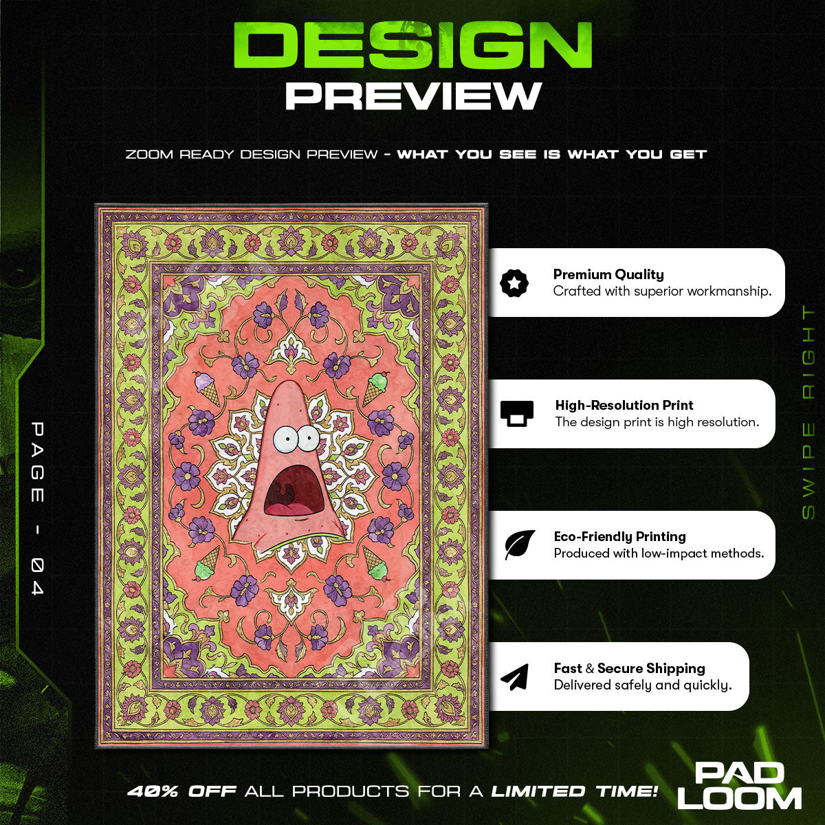 Patrick Surprised SpongeBob Cartoon Area rug — main product view
