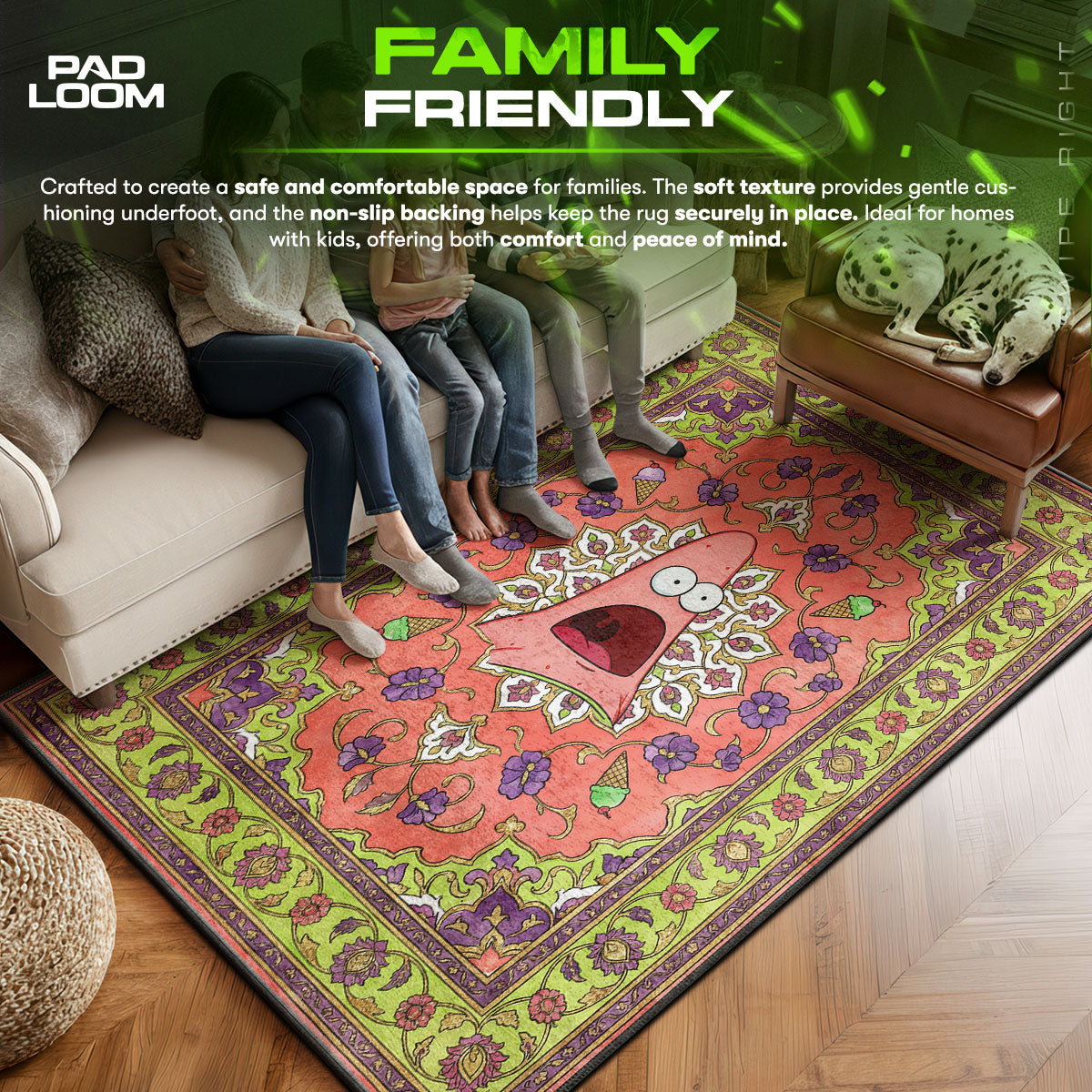 Area character design printed on rug