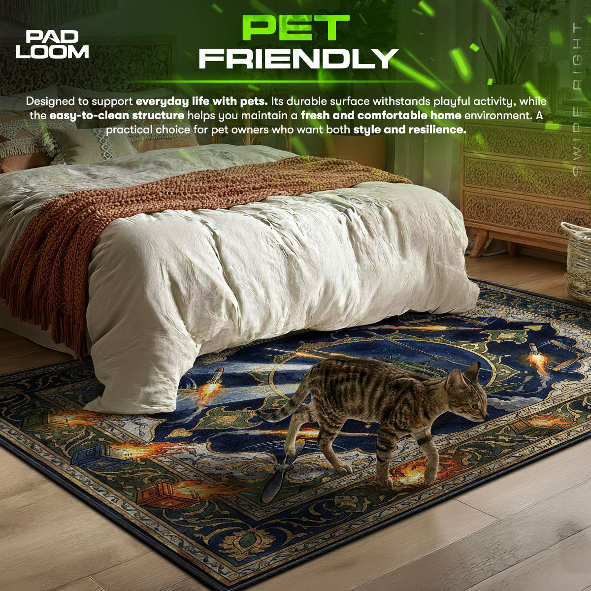 Patrol Helicopter Night Raid Rug - Rust Chair Mat