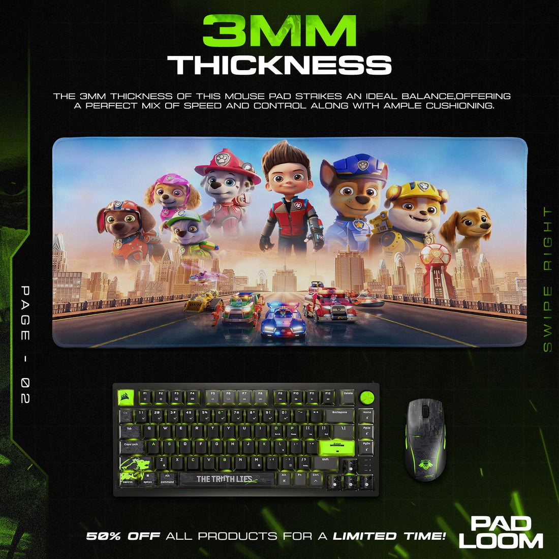 Paw Patrol City Chase Mouse Pad - Hero Pups Desk Mat Padloom