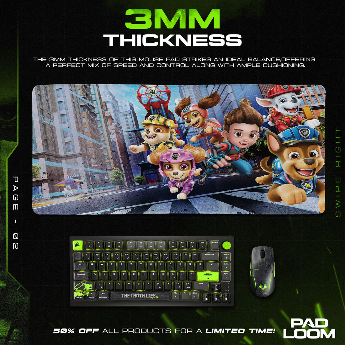 Paw Patrol City Rescue Mouse Pad - Adventure Kids Desk Mat Padloom