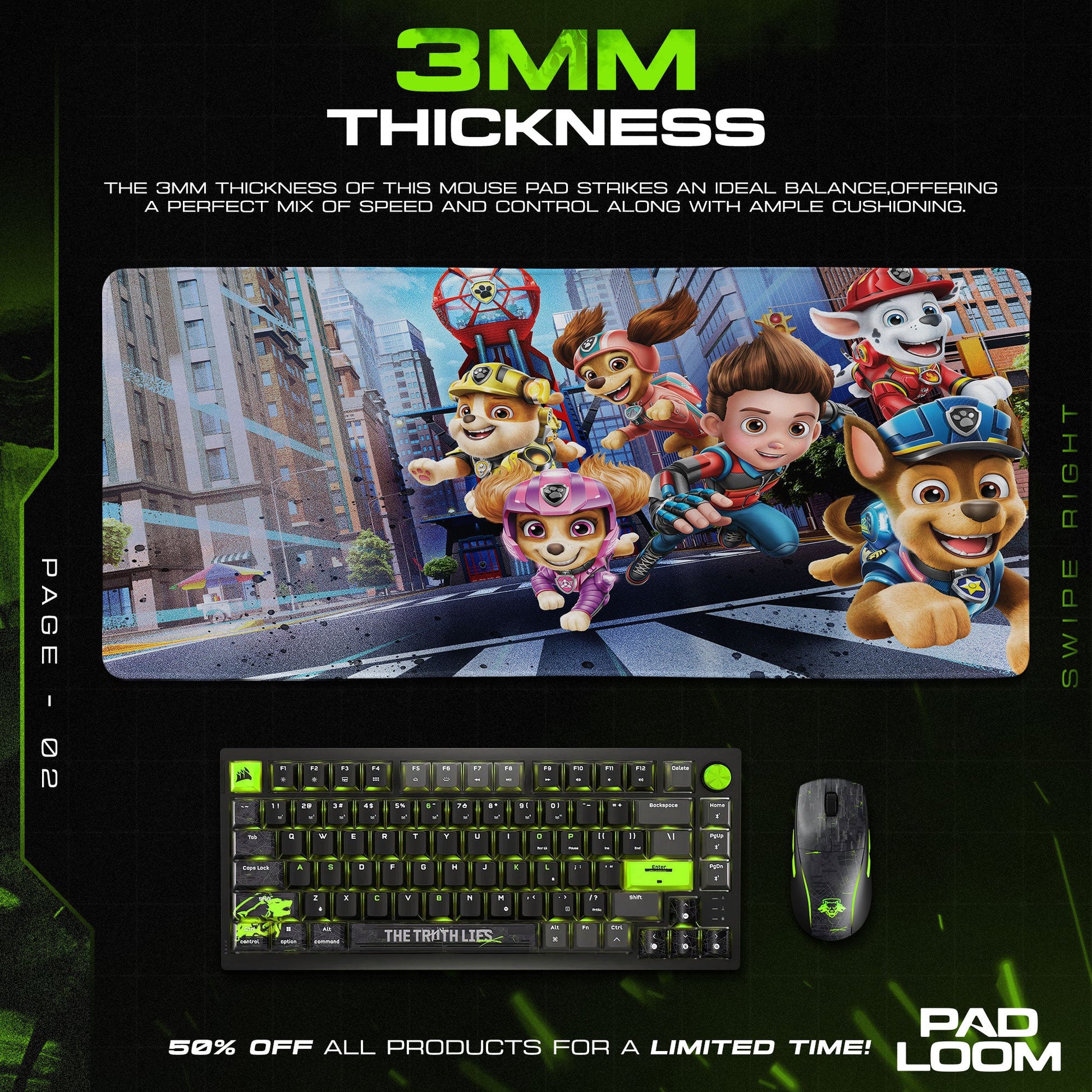 Paw Patrol City Rescue Mouse Pad - Adventure Kids Desk Mat Padloom