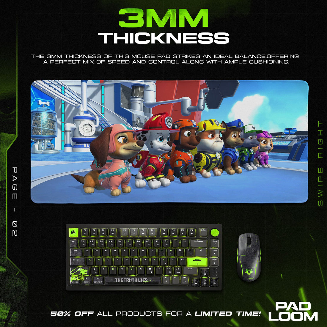 Paw Patrol Team Lineup Mouse Pad - Rescue Pups Desk Mat Padloom