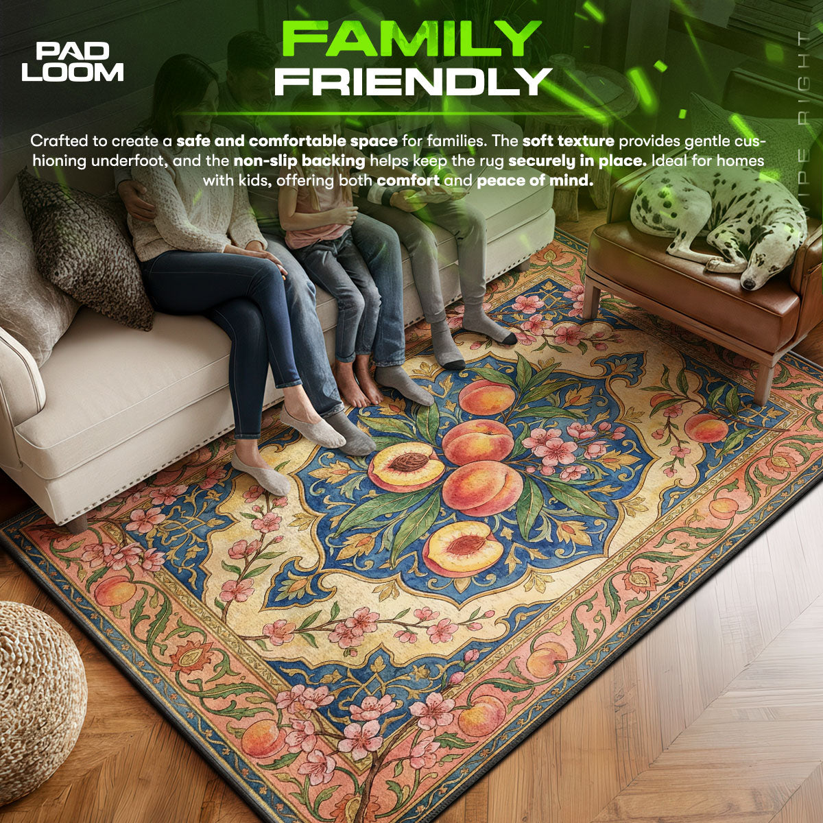 Floor character design printed on rug