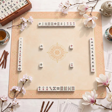 Peach Mandala Mahjong Mat – neoprene mah jongg table mat