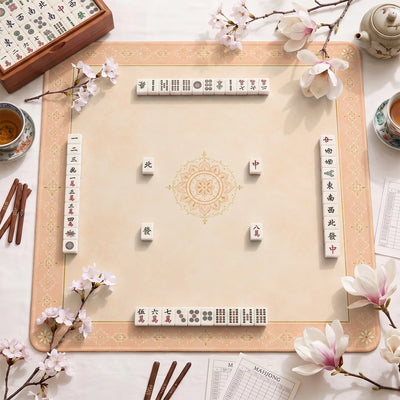 Pfirsich-Mandala Mahjong-Matte - Mah-Jongg Tischmatte