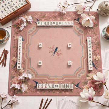Peach Peony Mahjong Mat – neoprene mah jongg table mat